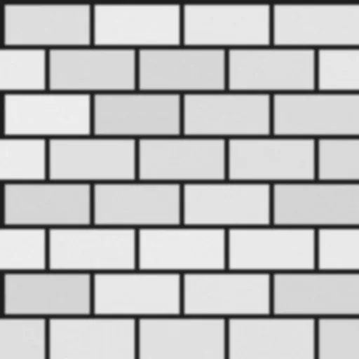 The matching height map: the brick faces near white where the surface is high, the mortar joints dark where it is recessed